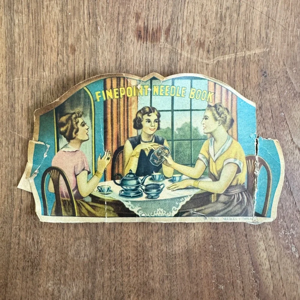 Vintage 1950s Sewing Bee Finepoint‎ Needle Book Gold Needles Incomplete